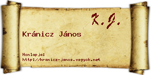 Kránicz János névjegykártya