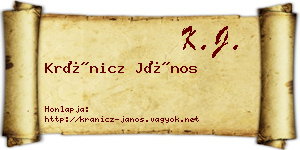 Kránicz János névjegykártya